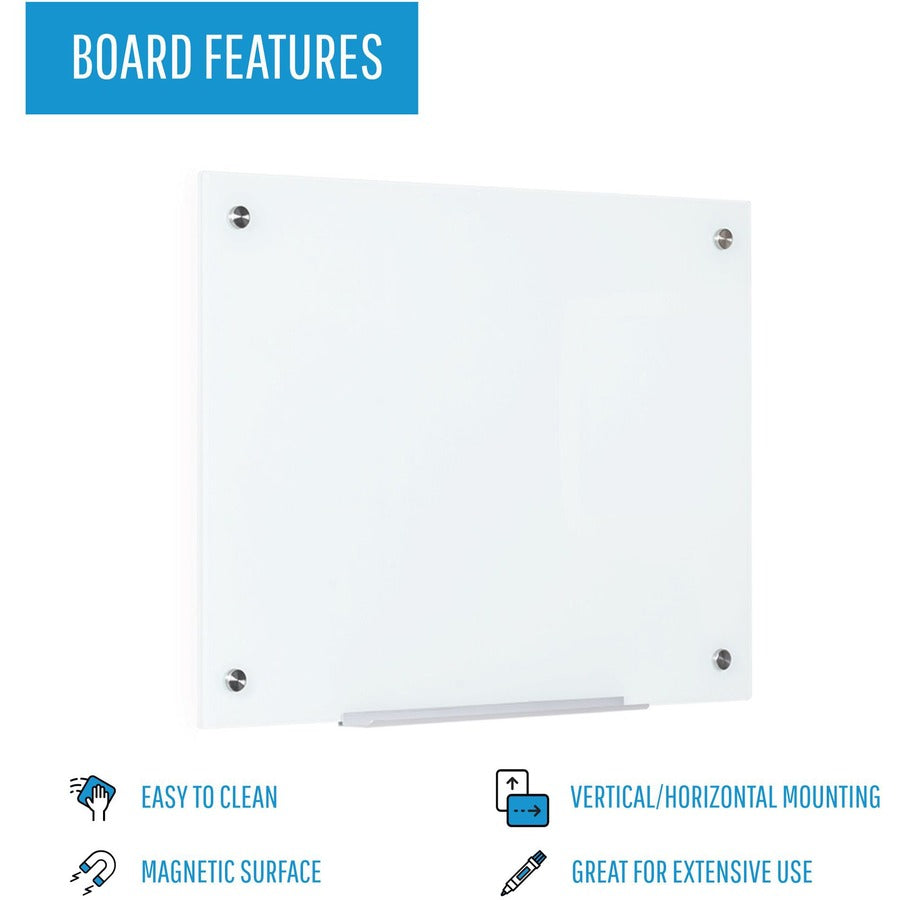 MasterVision Magnetic Glass Dry Erase Board - 48" (4 ft) Width x 96" (8 ft) Height - White Glass Surface - Rectangle - Horizontal/Vertical - Magnetic - 1 Each