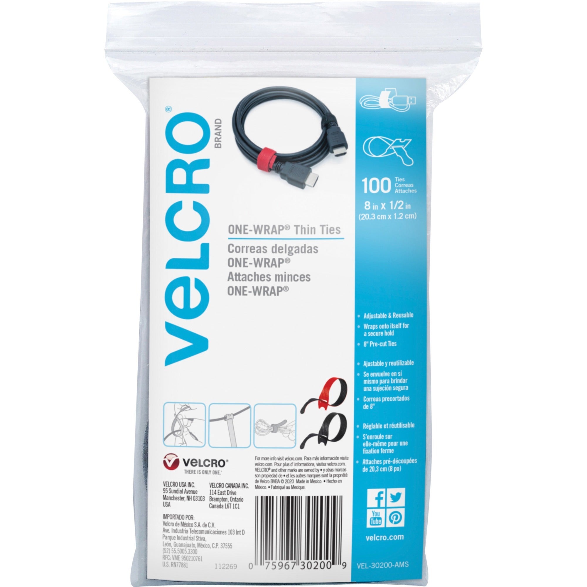 Black, Red - Fabric, Nylon - 100 / Pack