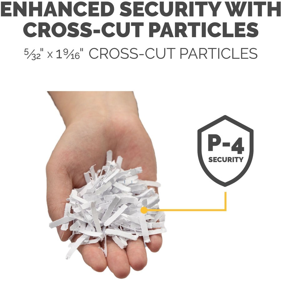 Non-continuous Shredder - Cross Cut - 10 Per Pass - for shredding Staples, Paper, Paper Clip, Credit Card - 0.156" x 1.563" Shred Size - P-4 - 6 Minute Run Time - 20 Minute Cool Down Time - 4 gal Wastebin Capacity - Black