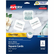 110 Brightness - 8 1/2" x 11" - 93 lb Basis Weight - 254 g/m² Grammage - Matte - Printable, Rounded Corner, Die-cut, Smooth Edge, Print-to-the-edge, Perforated, Avery Clean Edge Technology, Double-sided, Coated - White - 20 Sheets - 5 / Pack