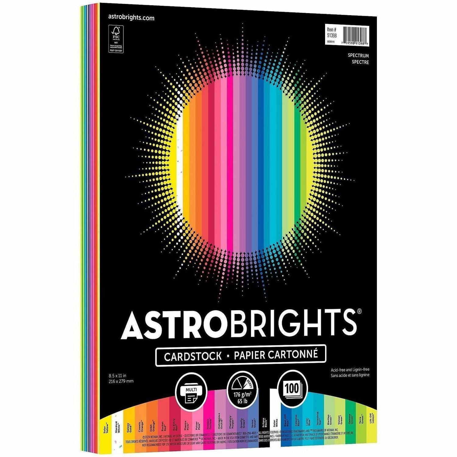 Letter - 8 1/2" x 11" - 65 lb Basis Weight - Acid-free, Lignin-free - Solar Yellow, Lift-off Lemon, Galaxy Gold, Cosmic Orange, Solar White, Pulsar Pink, Plasma Pink, Rocket Red, Re-entry Red, Orbit Orange, Fireball Fuchsia, ... - 1 Pack