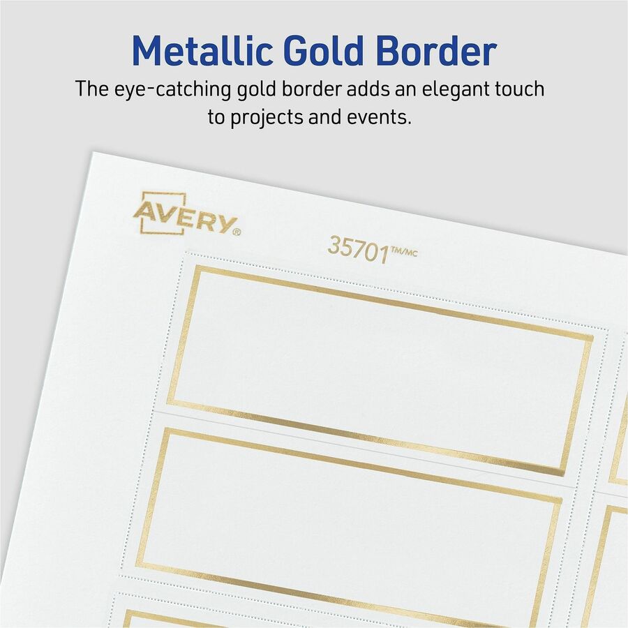 Avery&reg; Place Cards, 1-7/16" x 3-3/4" , Gold Border, 150 Cards (35701)