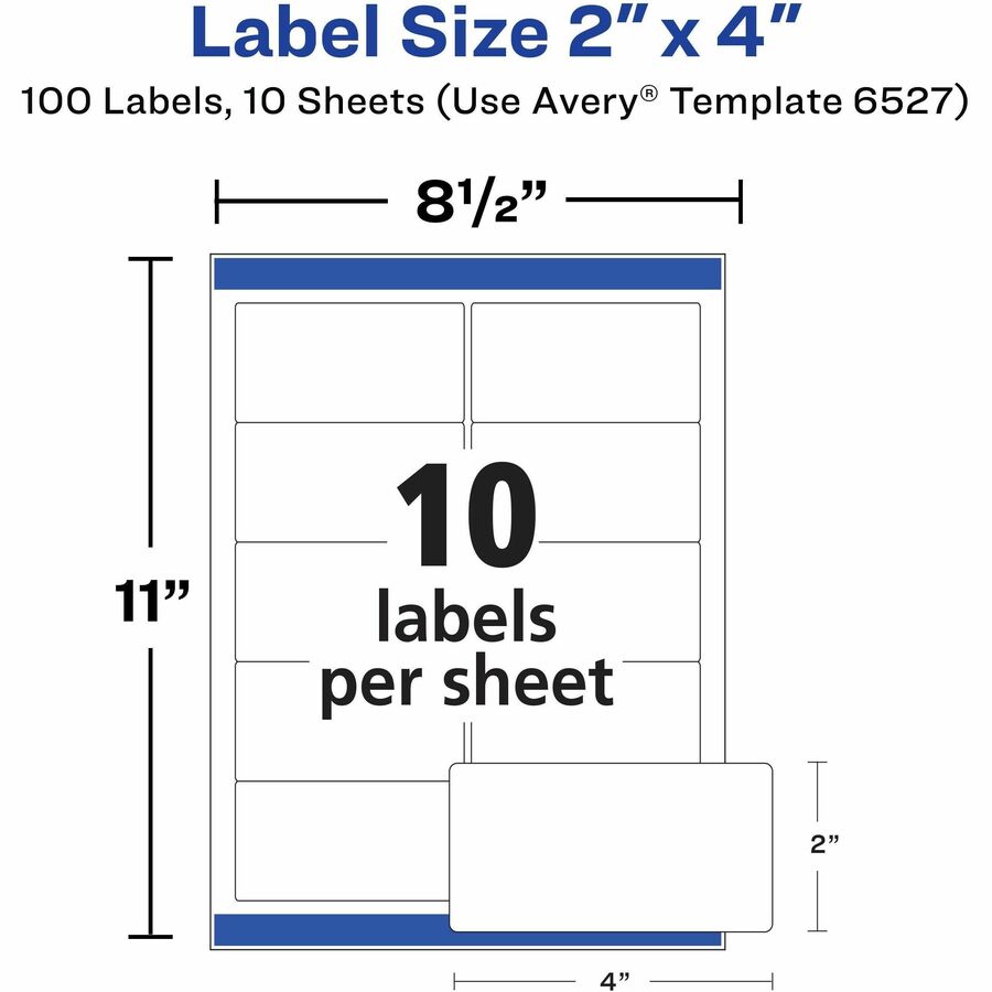 Avery&reg; Shipping Labels, Glossy White, 2" x 4" , 100 Total (6527)