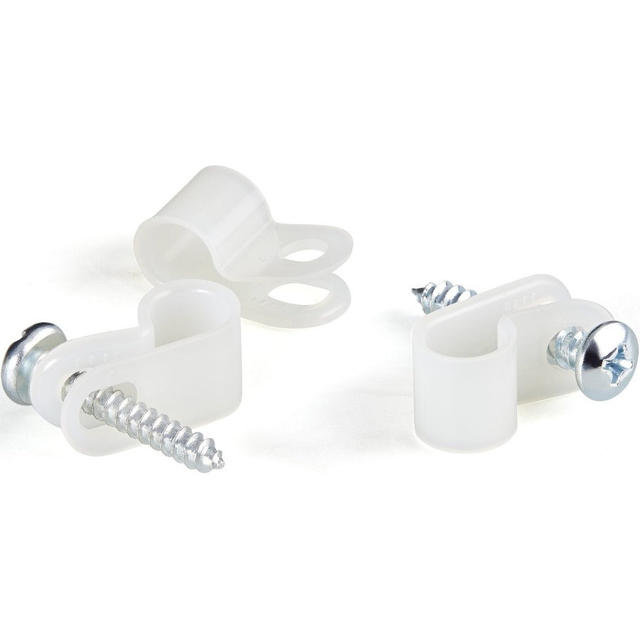 StarTech.com 100 - Screw Mount Cable Clamps - Cable Clamp - White - 0.40" Length - Nylon 66 - 100 / Pack - TAA Compliant
