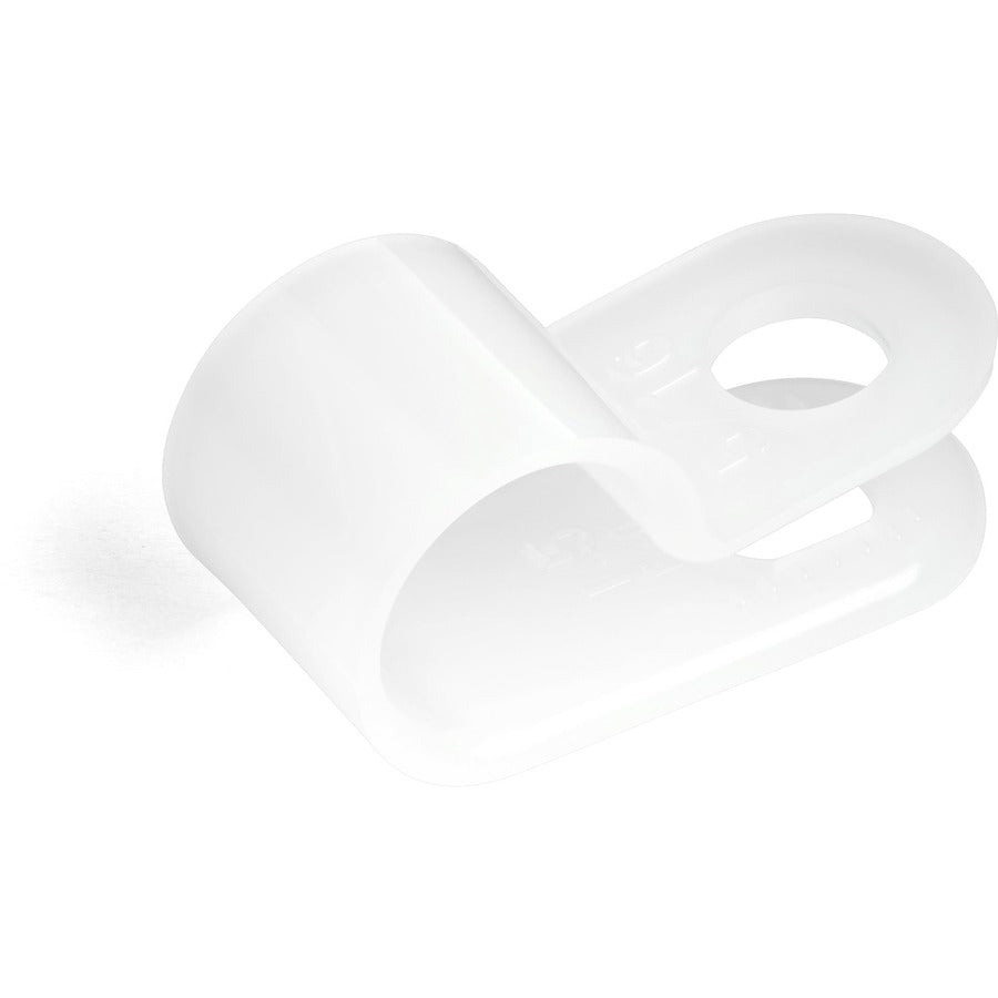 StarTech.com 100 - Screw Mount Cable Clamps - Cable Clamp - White - 0.40" Length - Nylon 66, Iron, Polyvinyl Chloride (PVC) - 100 / Pack - TAA Compliant