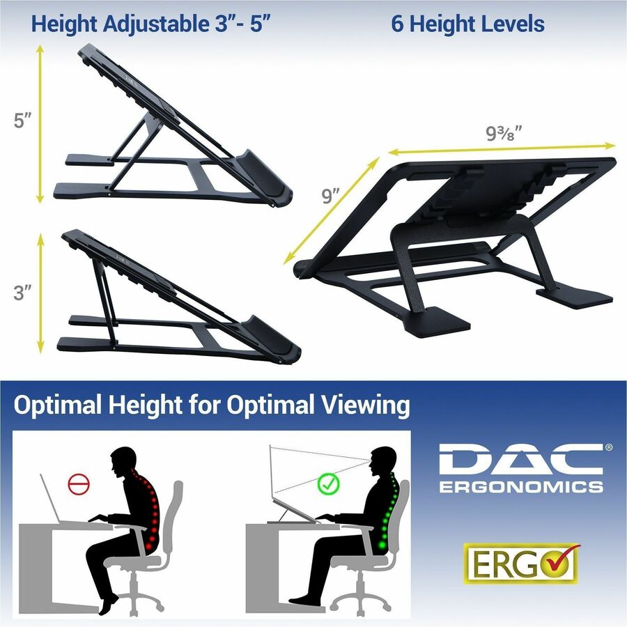 DAC&reg; MP-224 Portable Laptop Stand With 6 Height Levels, Black