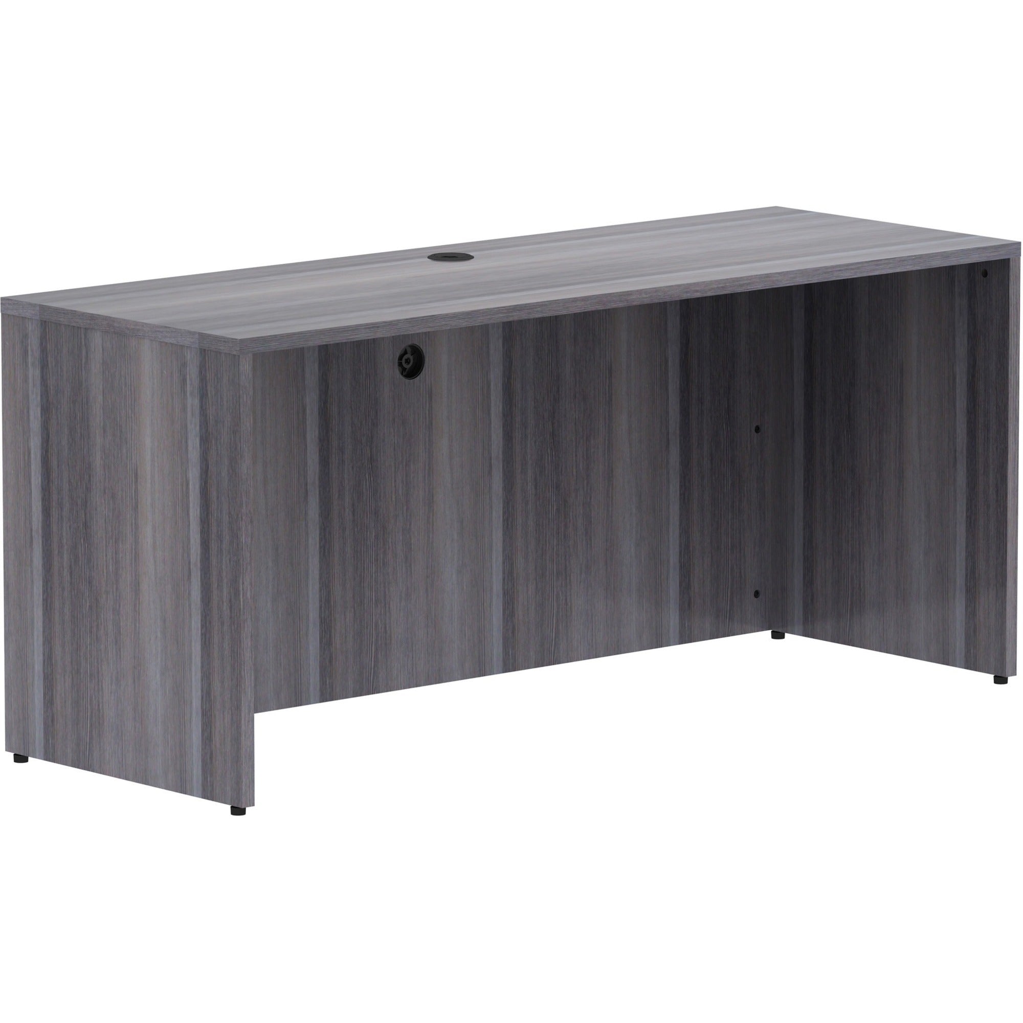 Lorell Essentials Series Credenza Shell - 29.5" Height x 66" Width x 24" Depth Credenza Shell, x 1" Thickness Top - Finish: Weathered Charcoal Laminate, Silver Brush - 1 Each