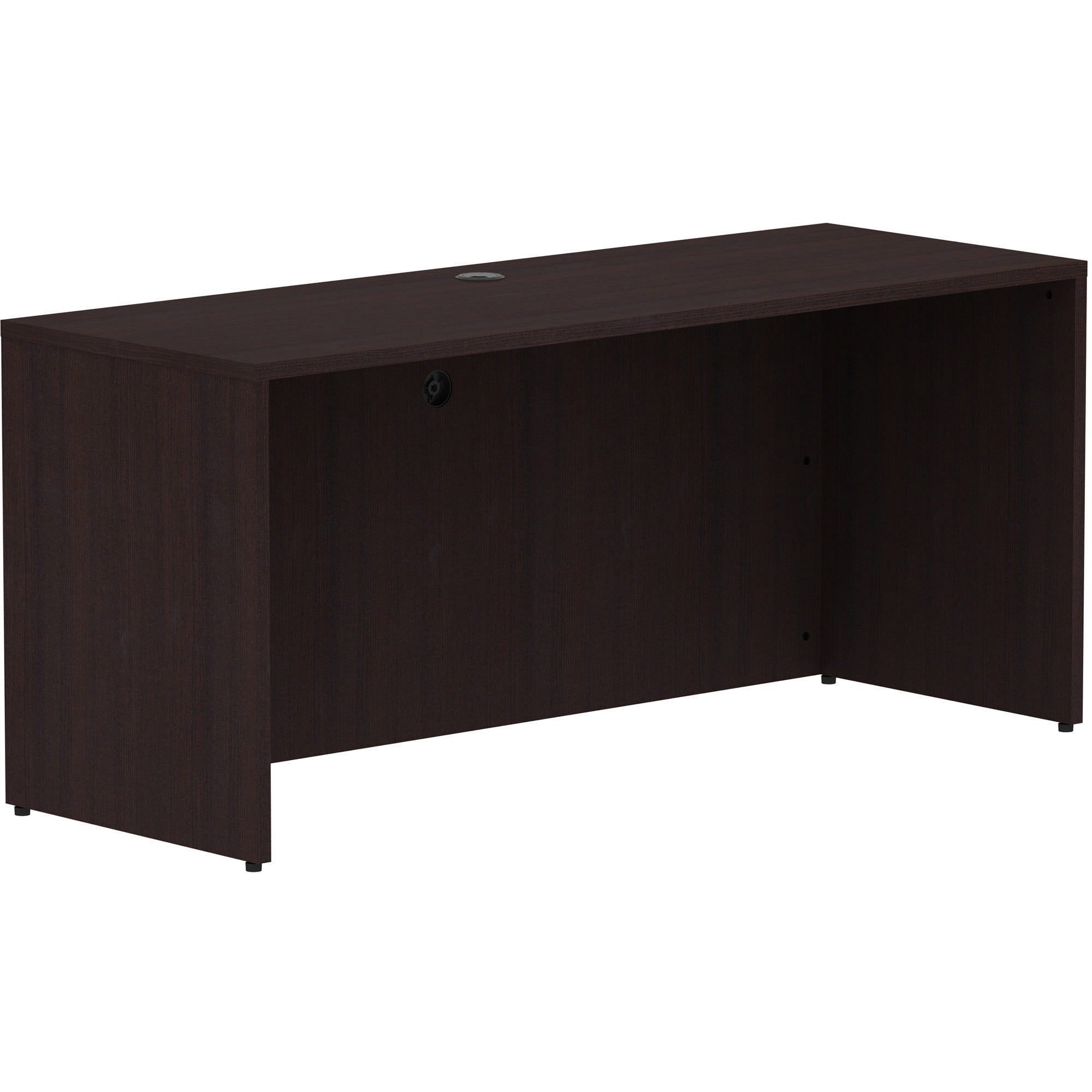 Lorell Essentials Series Credenza Shell - 29.5" Height x 66" Width x 24" Depth Credenza Shell, x 1" Thickness Top - Finish: Espresso Laminate, Silver Brush - 1 Each