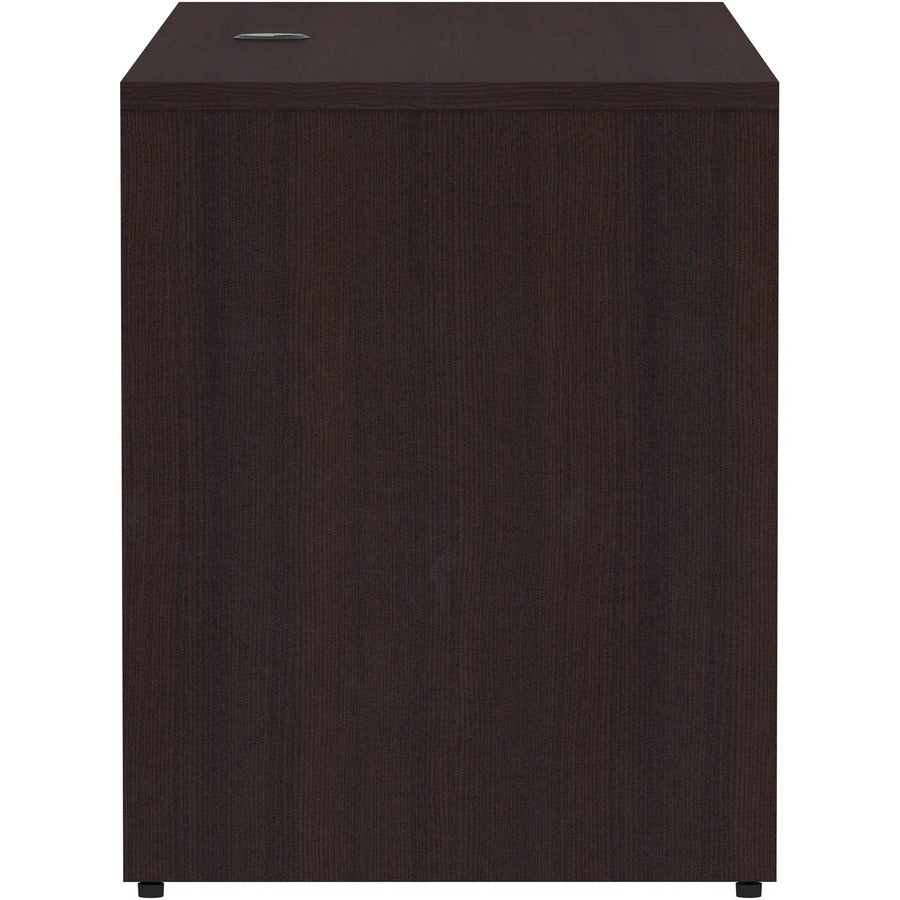 Lorell Essentials Series Credenza Shell - 29.5" Height x 66" Width x 24" Depth Credenza Shell, x 1" Thickness Top - Finish: Espresso Laminate, Silver Brush - 1 Each