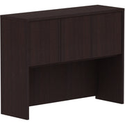 Lorell Essentials Series Stack-on Hutch with Doors - 36" Height x 48" Width x 15" Depth - 3 Door(s) - Finish: Espresso Laminate - 1 Each