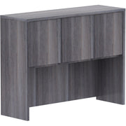 Lorell Essentials Series Stack-on Hutch with Doors - 36" Height x 48" Width x 15" Depth - 3 Door(s) - Finish: Weathered Charcoal Laminate - 1 Each
