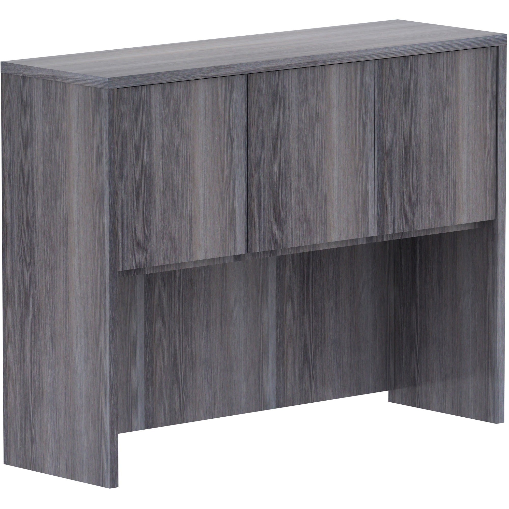 Lorell Essentials Series Stack-on Hutch with Doors - 36" Height x 48" Width x 15" Depth - 3 Door(s) - Finish: Weathered Charcoal Laminate - 1 Each