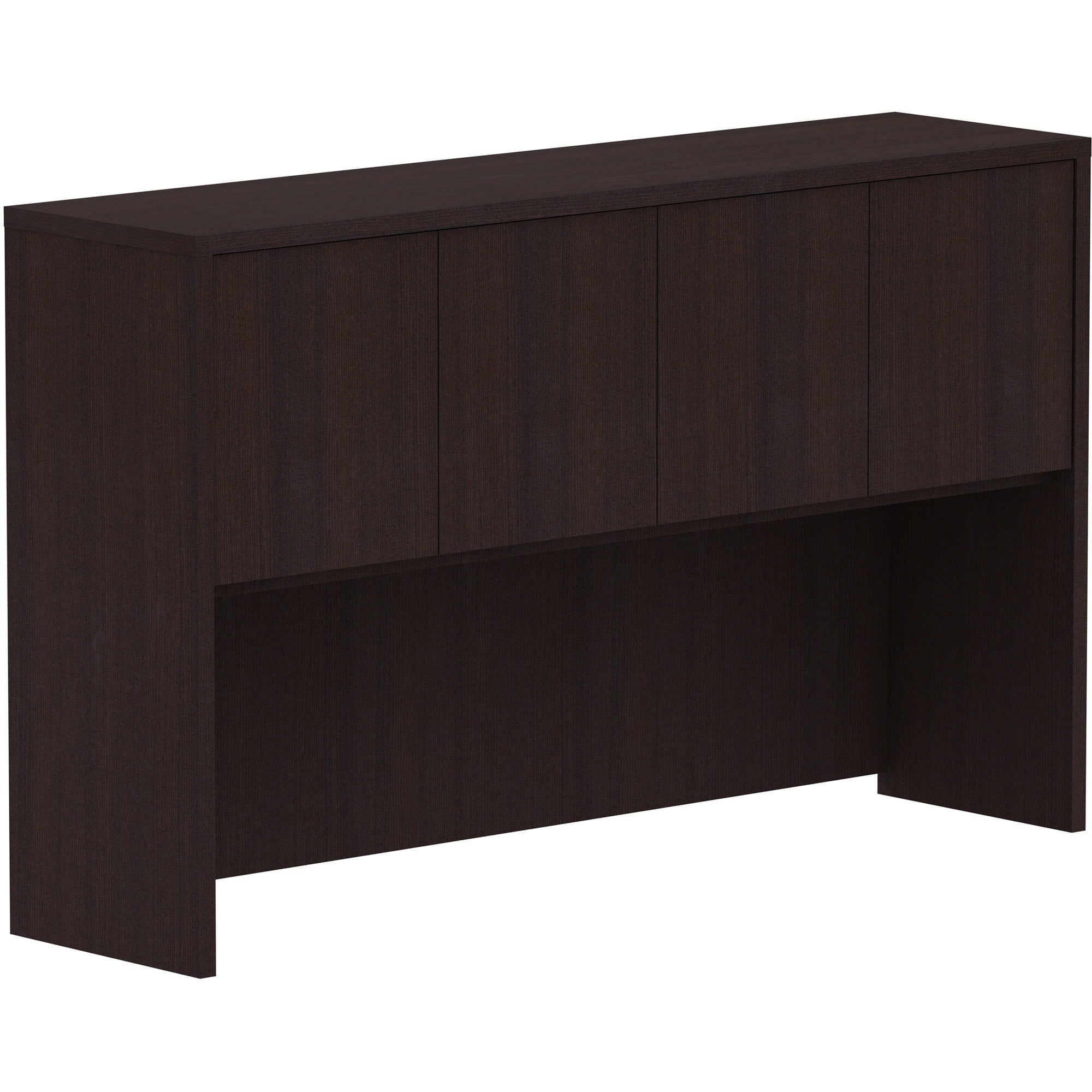 Lorell Essentials Series Stack-on Hutch with Doors - 36" Height x 60" Width x 15" Depth - 4 Door(s) - Finish: Espresso Laminate - 1 Each