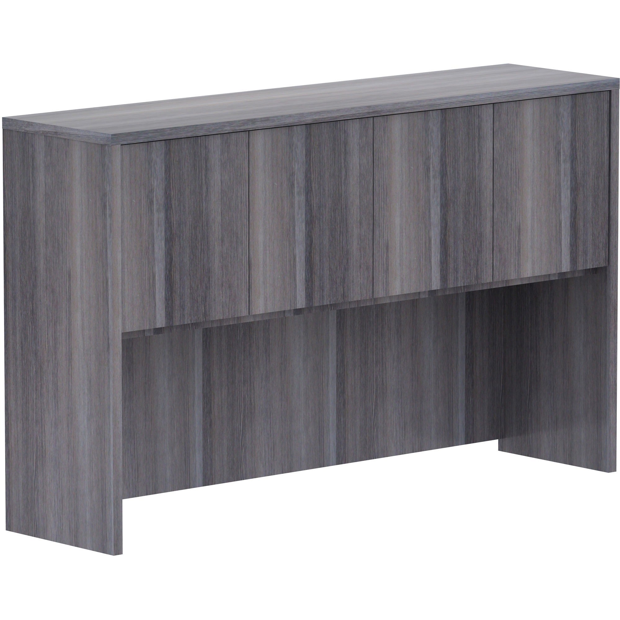 Lorell Essentials Series Stack-on Hutch with Doors - 36" Height x 60" Width x 15" Depth - 4 Door(s) - Finish: Weathered Charcoal Laminate - 1 Each