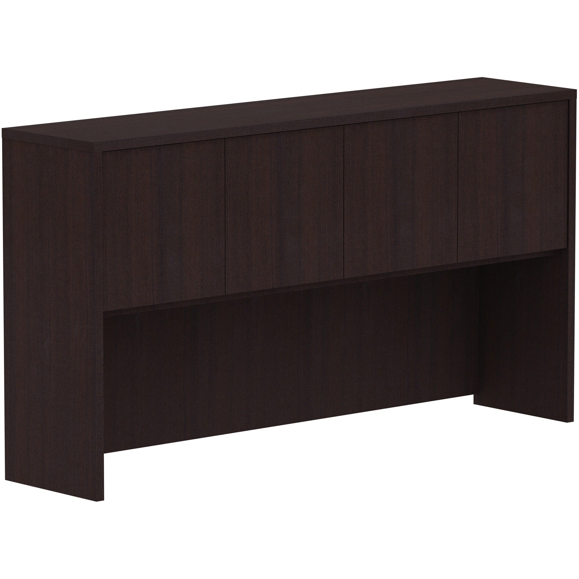 Lorell Essentials Series Stack-on Hutch with Doors - 36" Height x 66" Width x 15" Depth - 4 Door(s) - Finish: Espresso Laminate - 1 Each