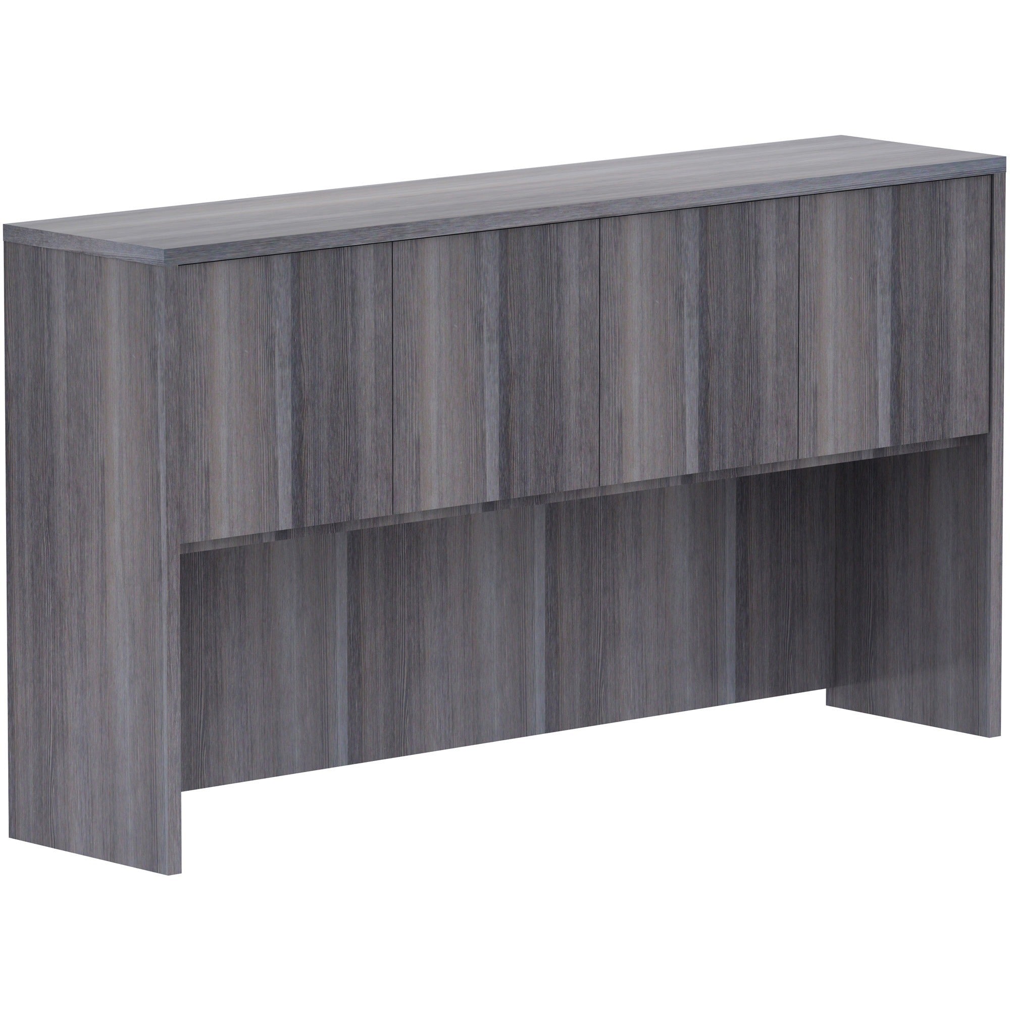 Lorell Essentials Series Stack-on Hutch with Doors - 36" Height x 66" Width x 15" Depth - 4 Door(s) - Finish: Weathered Charcoal Laminate - 1 Each
