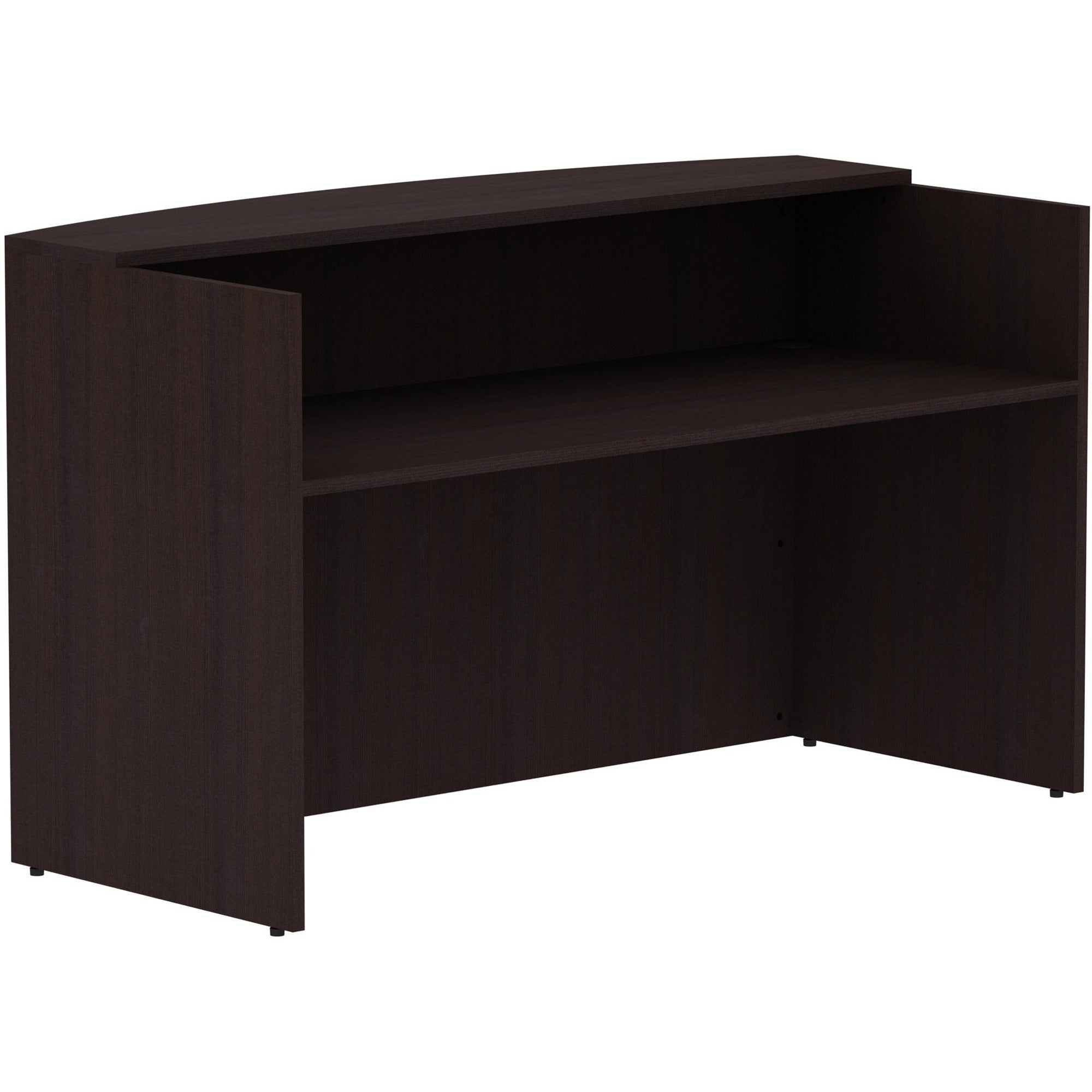 Lorell Essentials Series Front Reception Desk - 42.5" Height x 72" Width x 36" Depth Desk, x 1" Thickness Top - Finish: Espresso Laminate - 1 Each