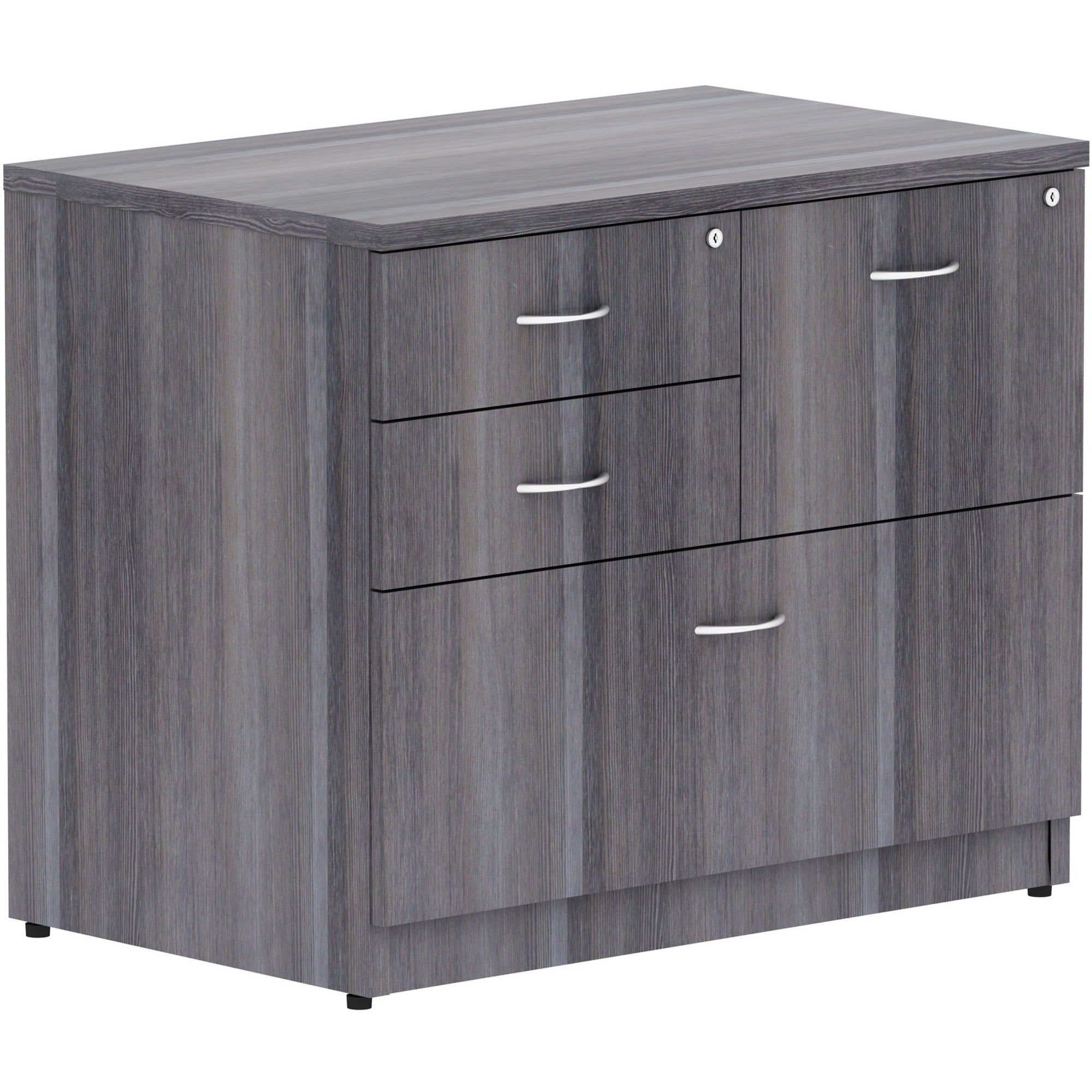 Lorell Essentials Series Box/Box/File Lateral File - 29.5" Height x 35.5" Width x 22" Depth Lateral File, x 1" Thickness Top - Total Drawer(s): 4 - Finish: Weathered Charcoal Laminate - 1 Each