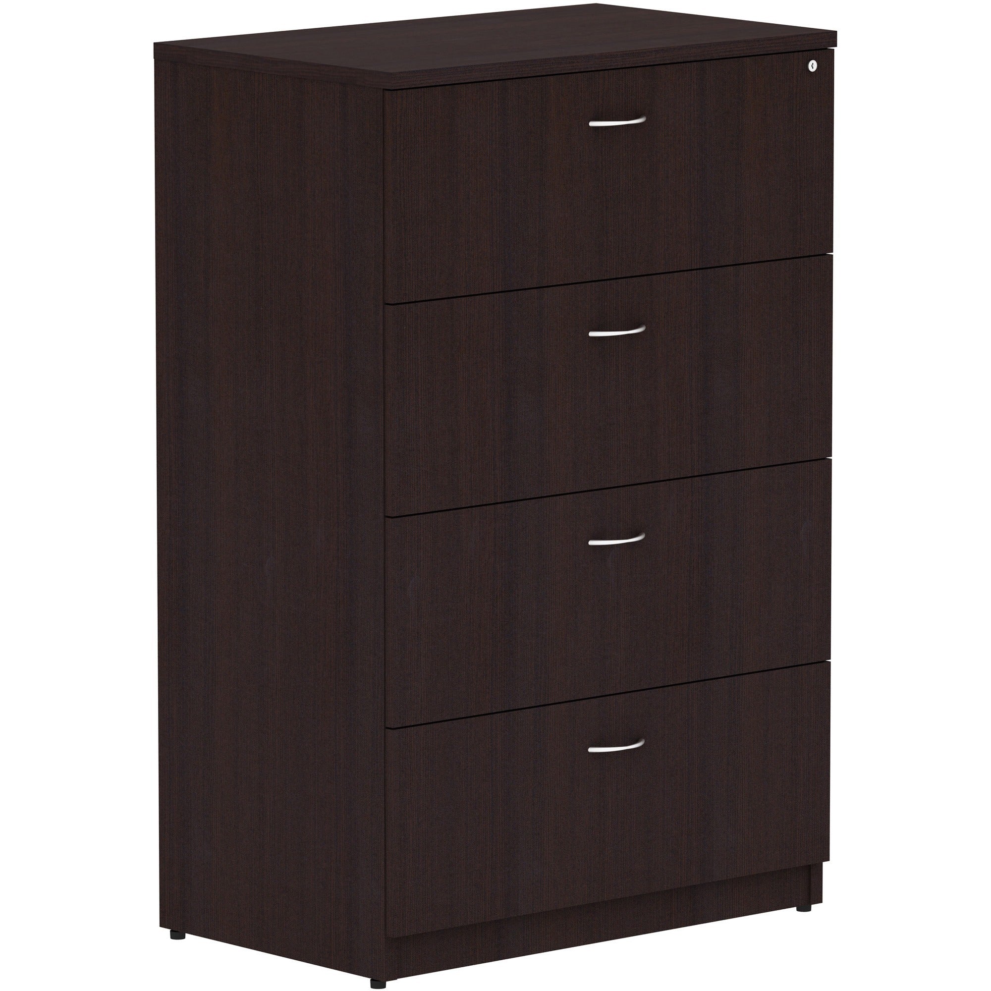 Lorell Essentials Series 4-Drawer Lateral File - 54.8" Height x 35.5" Width x 22" Depth Lateral File, x 1" Thickness Top - Total Drawer(s): 4 - Finish: Espresso Laminate - 1 Each