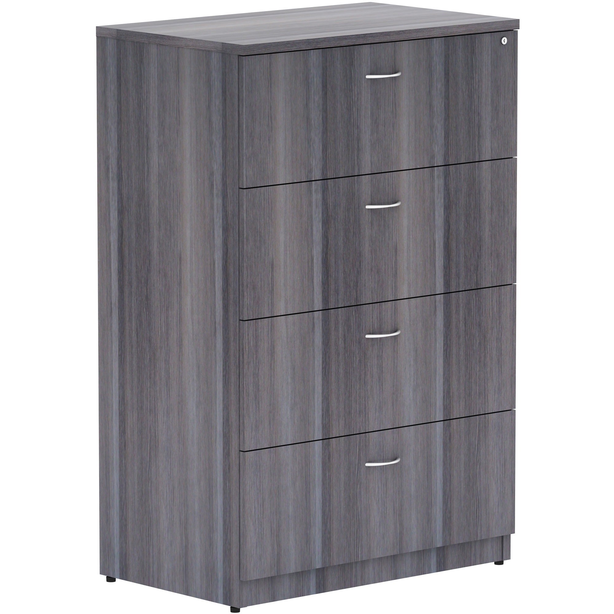 Lorell Essentials Series 4-Drawer Lateral File - 54.8" Height x 35.5" Width x 22" Depth Lateral File, x 1" Thickness Top - Total Drawer(s): 4 - Finish: Weathered Charcoal Laminate - 1 Each