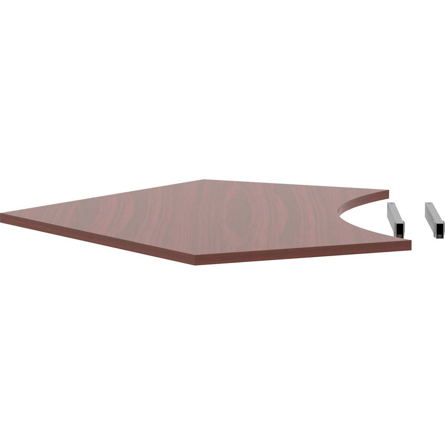 Lorell Relevance Series Curve Worksurface for 120 Workstations - Mahogany Rectangle Top - Contemporary Style - 47.25" Table Top Length x 34.13" Table Top Width x 1" Table Top Thickness - Assembly Required - 1 Each