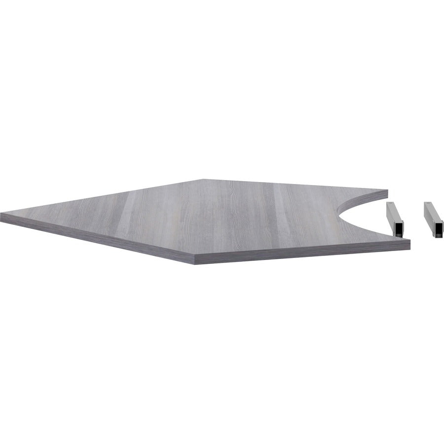 Lorell Relevance Series Curve Worksurface for 120 Workstations - Weathered Charcoal Laminate Rectangle Top - Contemporary Style - 47.25" Table Top Length x 34.13" Table Top Width x 1" Table Top Thickness - Assembly Required - 1 Each