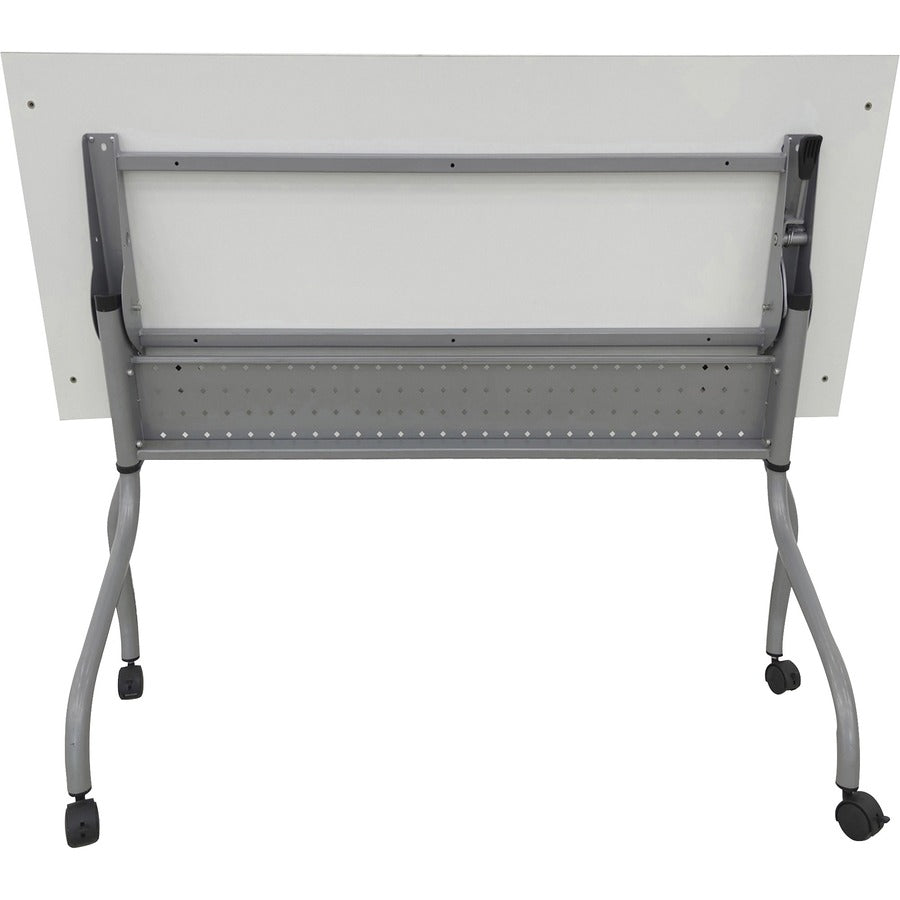 Lorell Flip Top Training Table - White Rectangle Top - Silver Folding Base - 4 Legs - 23.60" Table Top Length x 48" Table Top Width - 29.50" Height - Assembly Required - Melamine Top Material - 1 Each