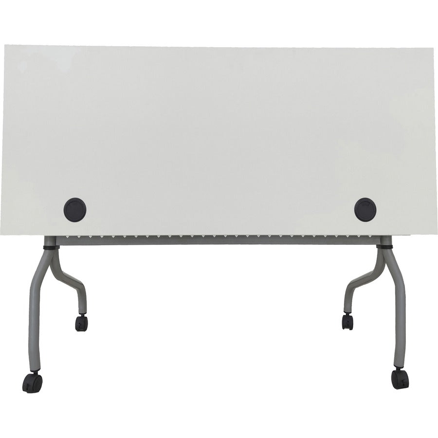 Lorell Flip Top Training Table - White Rectangle Top - Silver Folding Base - 4 Legs - 23.60" Table Top Length x 48" Table Top Width - 29.50" Height - Assembly Required - Melamine Top Material - 1 Each
