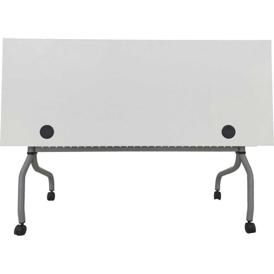 Lorell Flip Top Training Table - White Top - Silver Base - 4 Legs - 23.60" Table Top Length x 60" Table Top Width - 29.50" Height - Assembly Required - Melamine Top Material - 1 Each