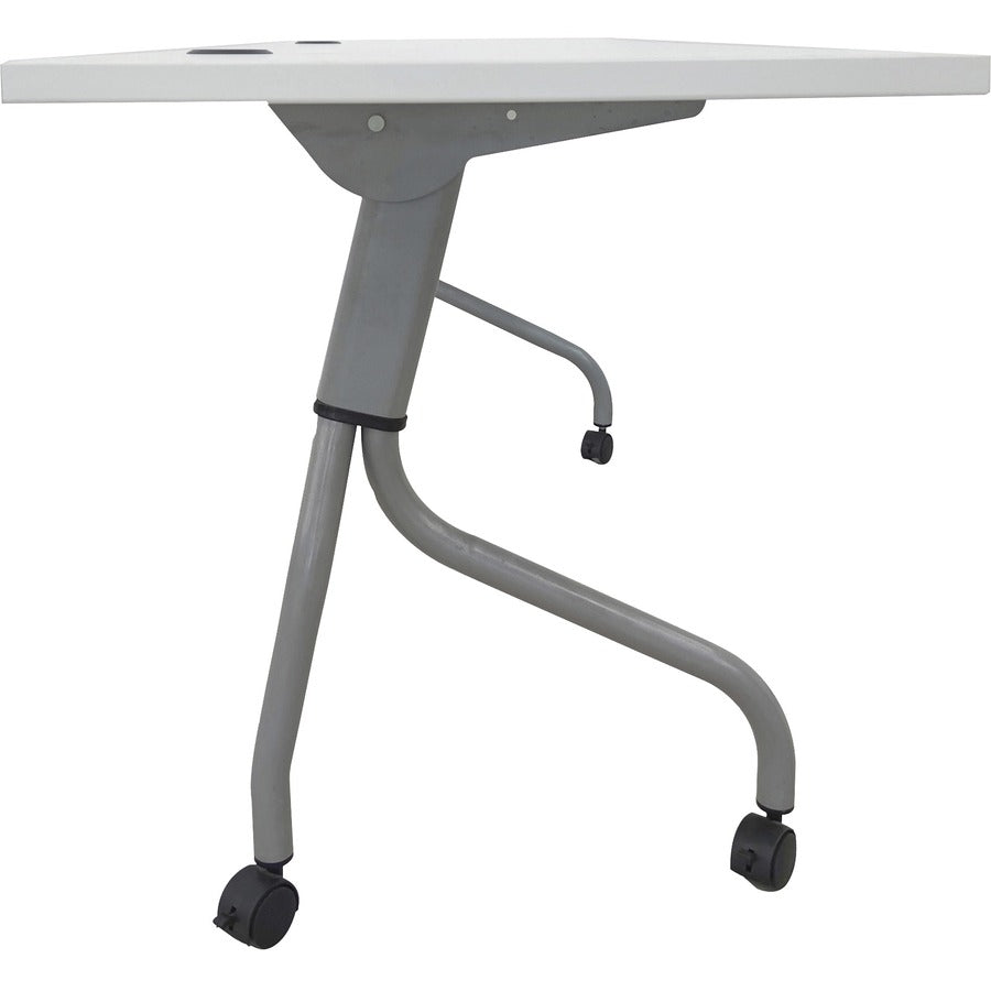Lorell Flip Top Training Table - White Top - Silver Base - 4 Legs - 23.60" Table Top Length x 72" Table Top Width - 29.50" Height - Assembly Required - Melamine Top Material - 1 Each