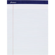 Ampad Legal Ruled Writing Pad - Legal Ruled Front Ruling - 1" Height x 8.5" Width x 11.8" Length - Smooth Surface, Perforated, Sturdy Back - 1 Pack