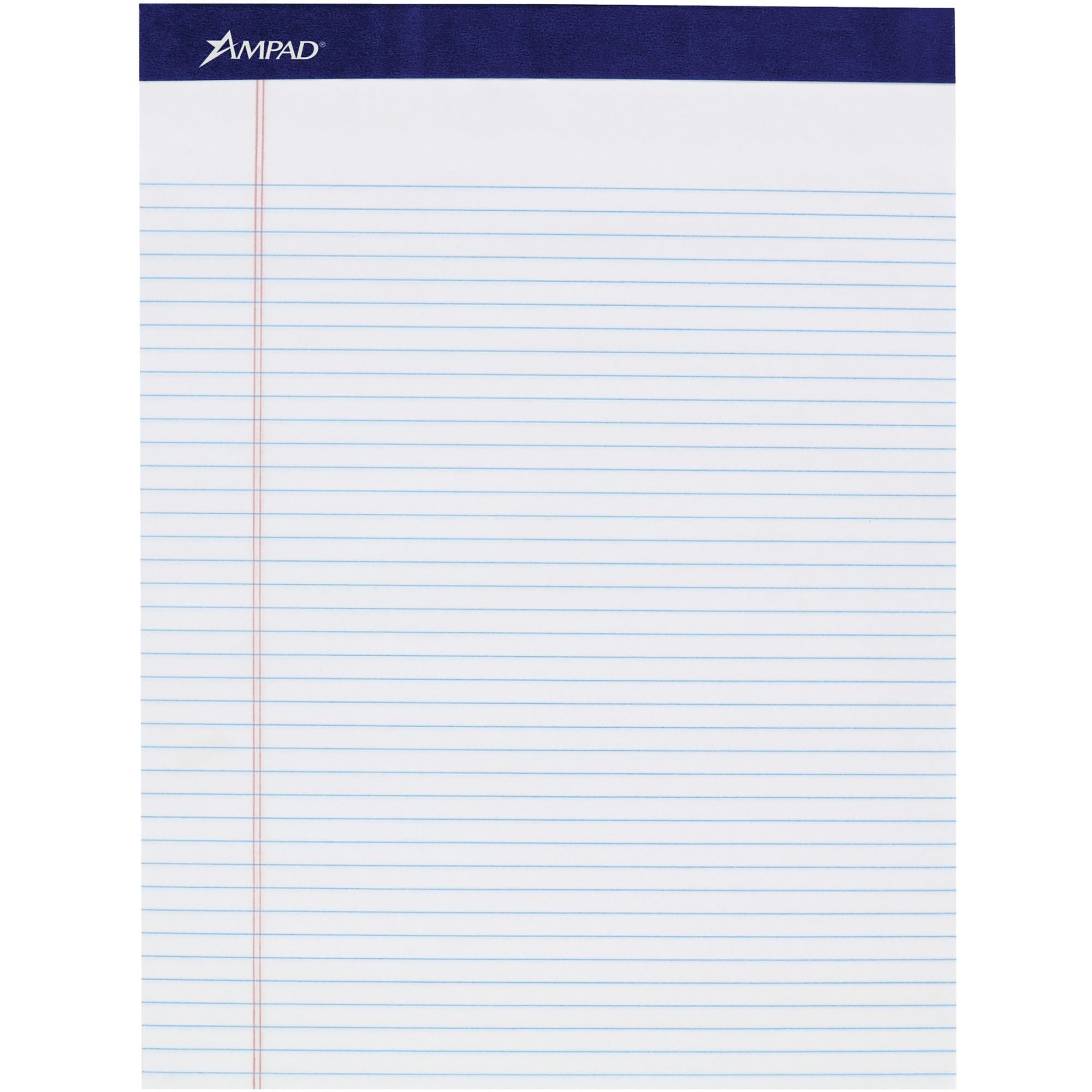 Ampad Legal Ruled Writing Pad - Legal Ruled Front Ruling - 1" Height x 8.5" Width x 11.8" Length - Smooth Surface, Perforated, Sturdy Back - 1 Pack