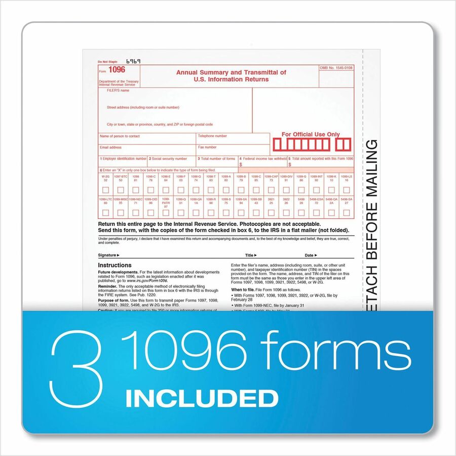 TOPS 5-part 1099-NEC Tax Forms - 5 Part - White - 24 / Pack