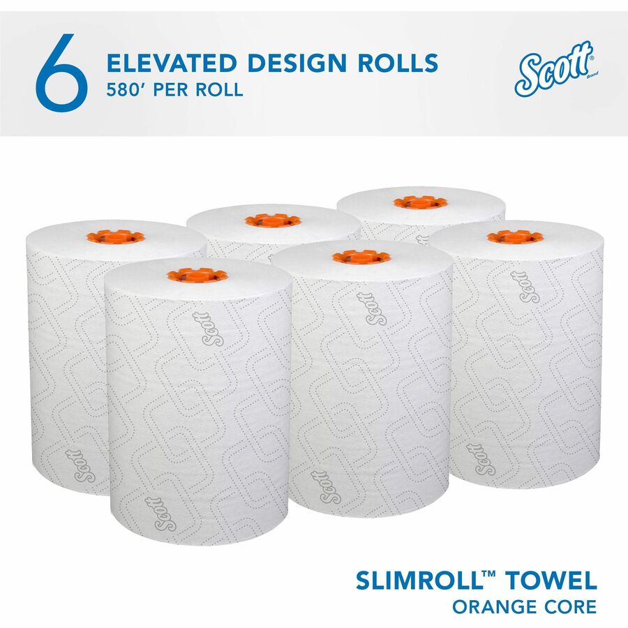 8" Width x 580 ft Length - White, Orange - Paper - 6 / Carton