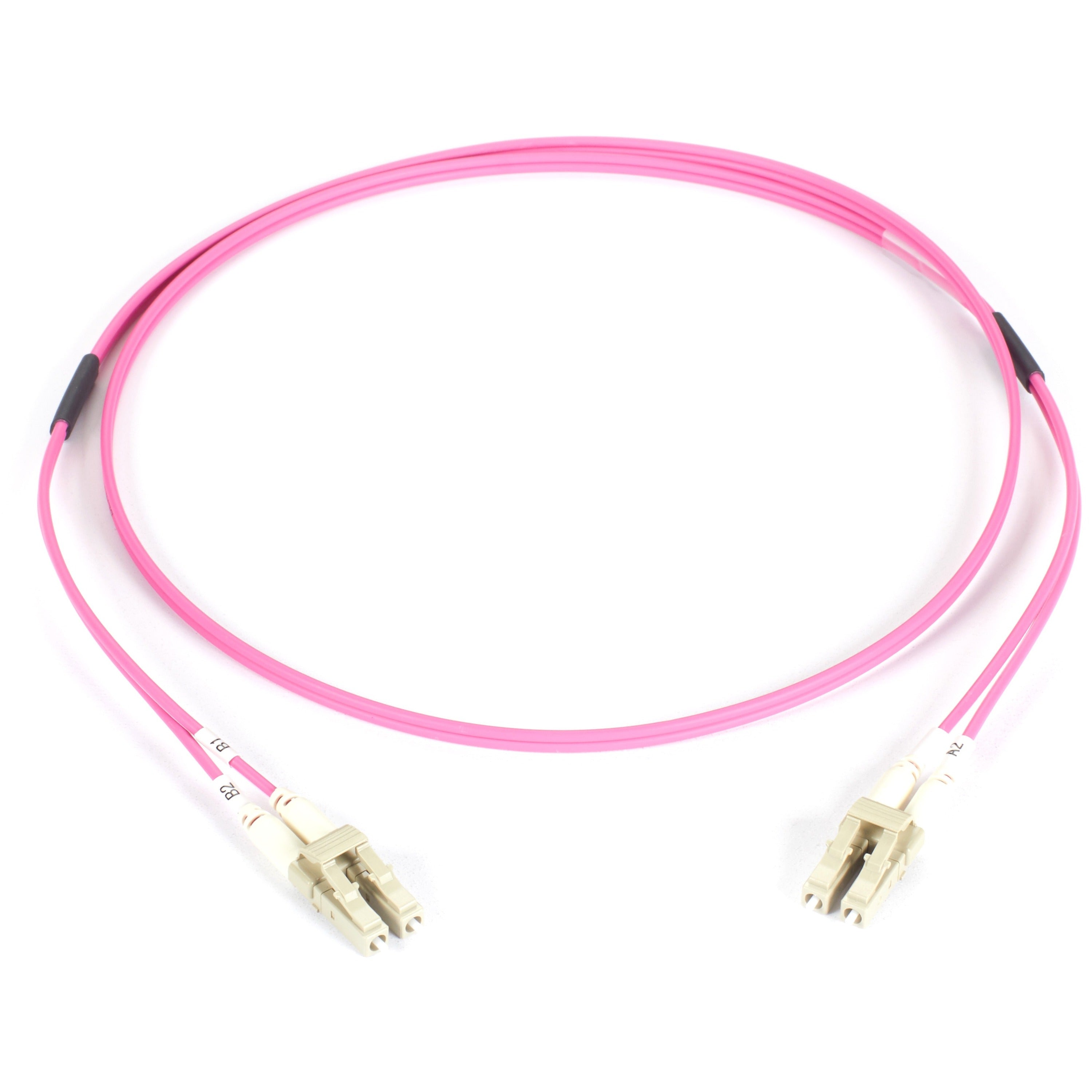 Black Box Fiber Optic Duplex Patch Network Cable, 6.50 ft, 2 x LC Male to 2 x LC Male, 100 Gbit/s, OM4 50/125µm, LSZH Jacket, Erika Violet, 1 Each