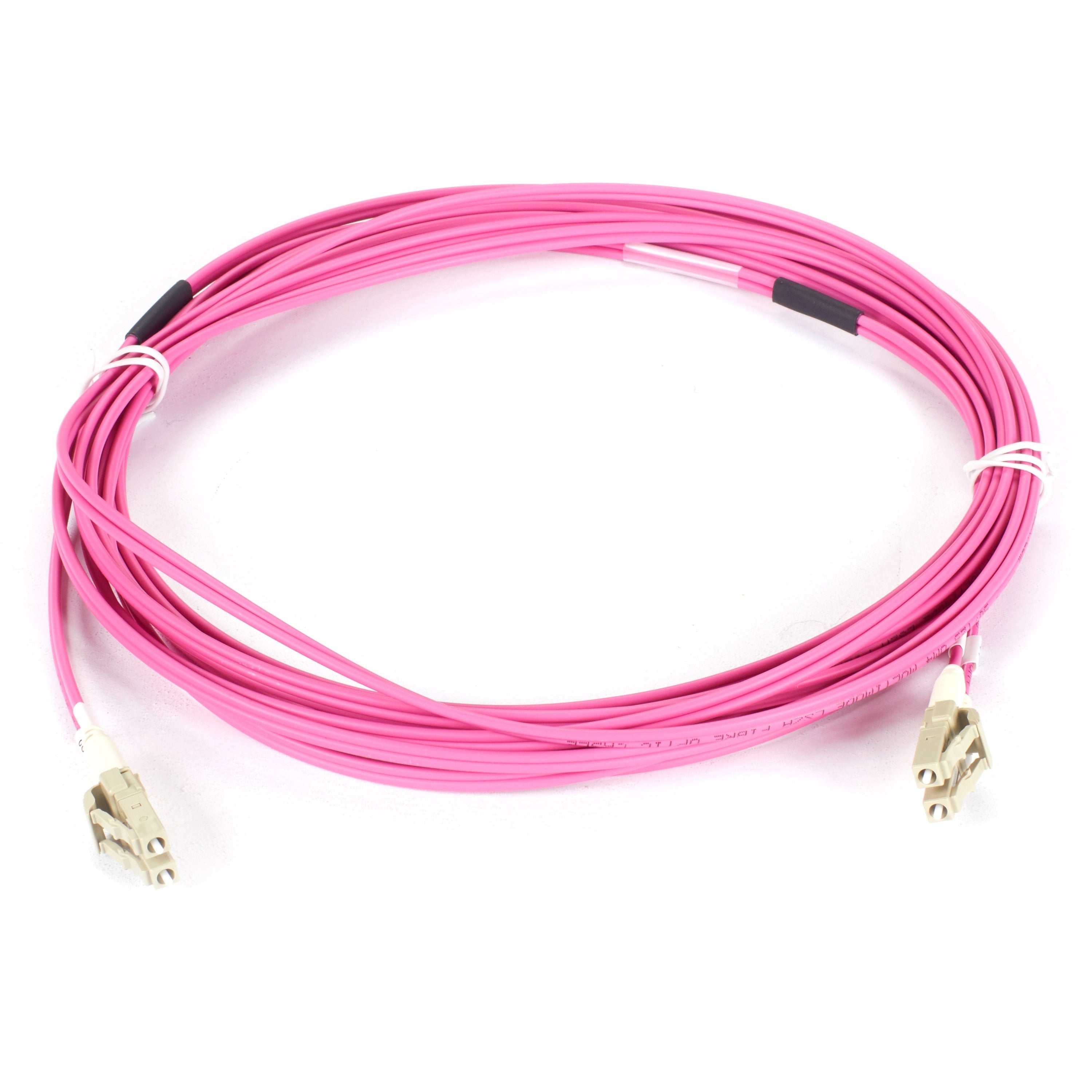 Black Box Fiber Optic Duplex Patch Network Cable, 23 ft, 2 x LC Male to 2 x LC Male, 100 Gbit/s, OM4 50/125µm, LSZH Jacket, Erika Violet, 1 Each