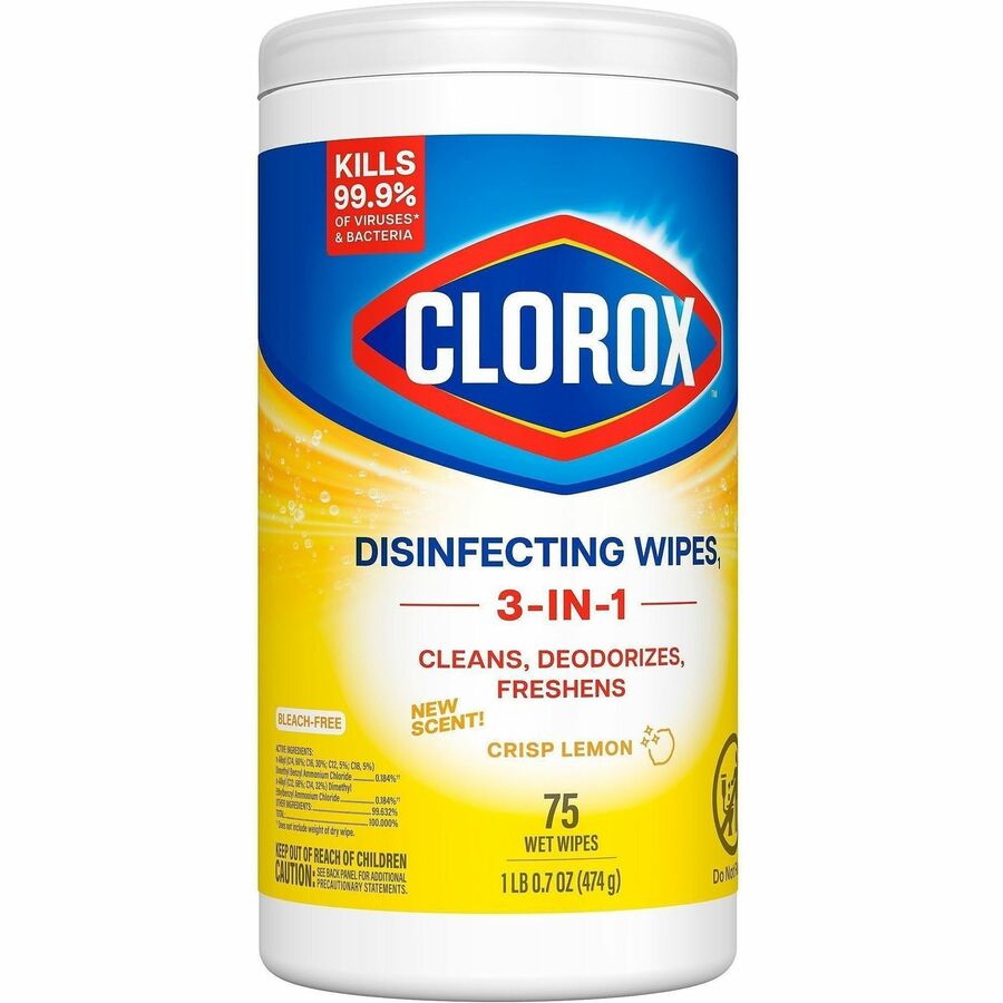 Ready-To-Use - Crisp Lemon Scent - Anti-bacterial - White - 75/Tub - 6 / Carton