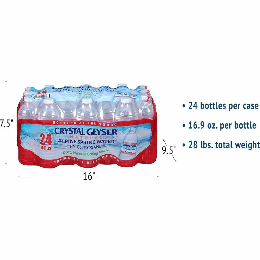 Crystal Geyser Natural Alpine Spring Water - Ready-to-Drink - 16.90 fl oz (500 mL) - 24 / Carton