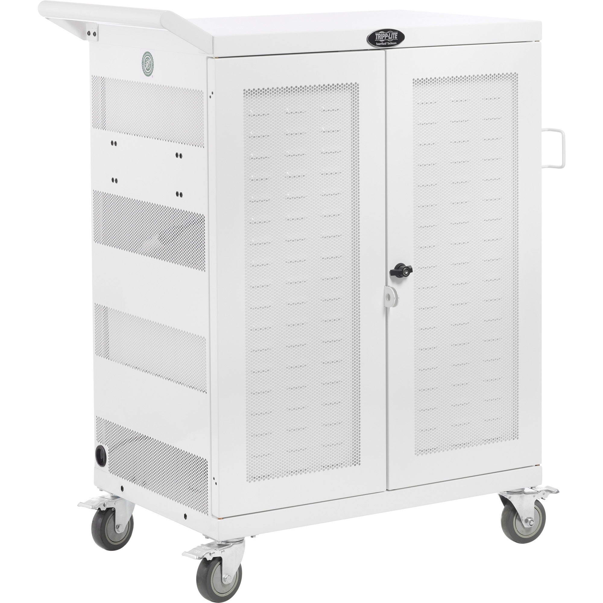 2 Shelf - 4 Casters - Steel - 34.80" Width x 21.60" Depth x 42.30" Height - Steel Frame - White - For 32 Devices - 1 Each