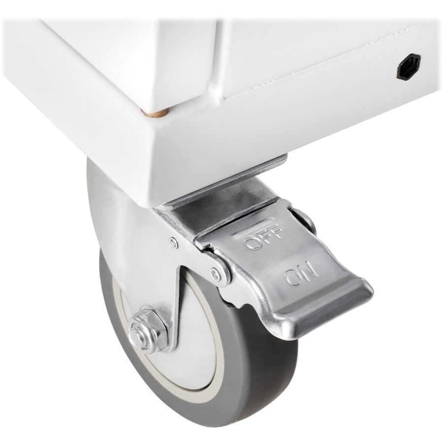 2 Shelf - 4 Casters - Steel - 34.80" Width x 21.60" Depth x 42.30" Height - Steel Frame - White - For 32 Devices - 1 Each