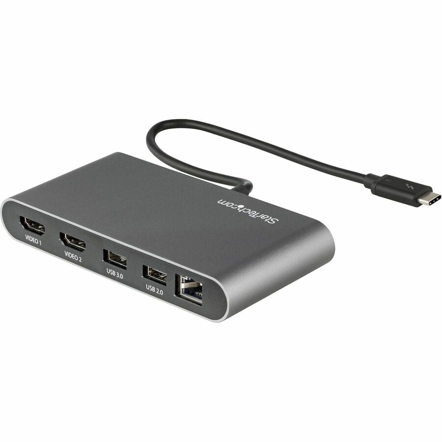 StarTech.com Thunderbolt 3 Docking Station, Dual 4K HDMI, 2 Displays, 1 x USB 3.2 Gen 1, 1 x USB 2.0, 1 x RJ-45, Gigabit Ethernet, Black/Silver, 1 Each