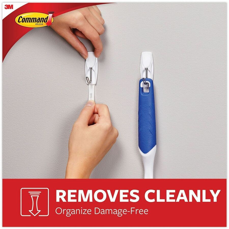 35 Medium Hook - 2 lb (907.2 g) Capacity - 2.2" Height x 0.9" Width - for Decoration, Clothes, Painted Surface, Tile, Wood, Glass, Metal, Calendar, Belt, Kitchen, Brush, ... - Plastic, Metal - White - 35 / Pack