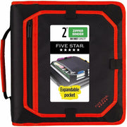 2" Binder Capacity - Letter - 8 1/2" x 11" Sheet Size - 380 Sheet Capacity - 3 Ring(s) - Fastener(s): Round Ring - Pocket(s): 5 - Fabric - Assorted - Zipper Closure, Expandable, Pen Loop, Hook & Loop Closure, Handle, Durable - 1 Each
