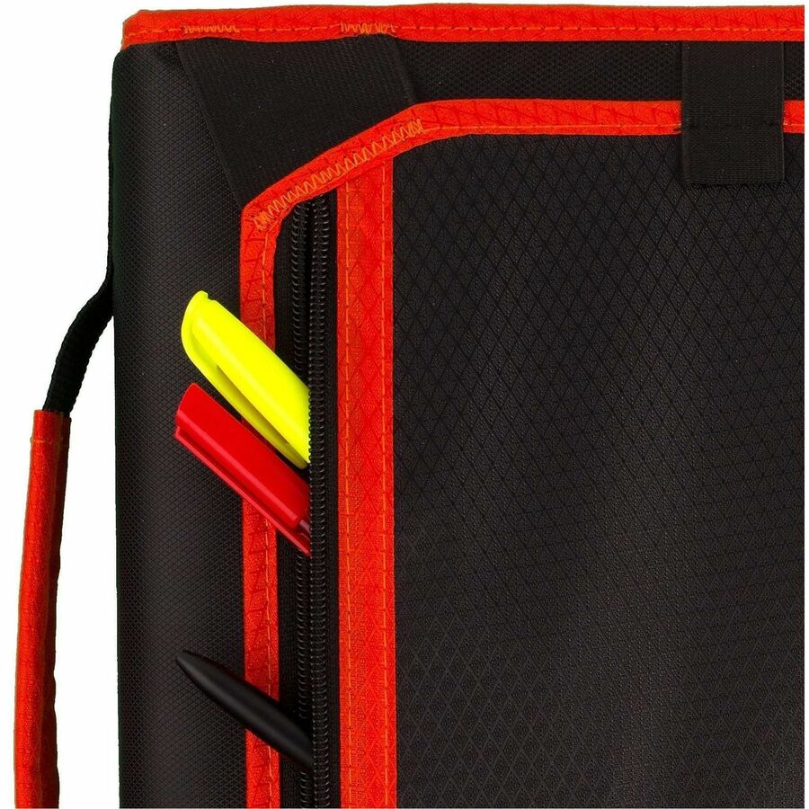 2" Binder Capacity - Letter - 8 1/2" x 11" Sheet Size - 380 Sheet Capacity - 3 Ring(s) - Fastener(s): Round Ring - Pocket(s): 5 - Fabric - Assorted - Zipper Closure, Expandable, Pen Loop, Hook & Loop Closure, Handle, Durable - 1 Each
