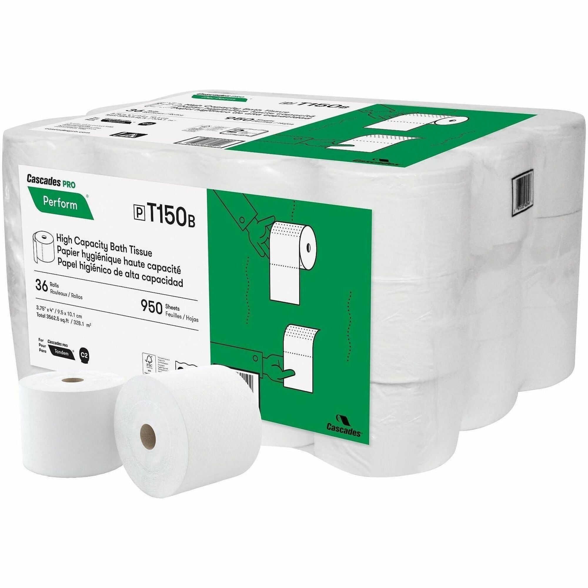 2 Ply - 950 Sheets/Roll - 1 1/10" Core - 36 Rolls Per Container - 1 Carton