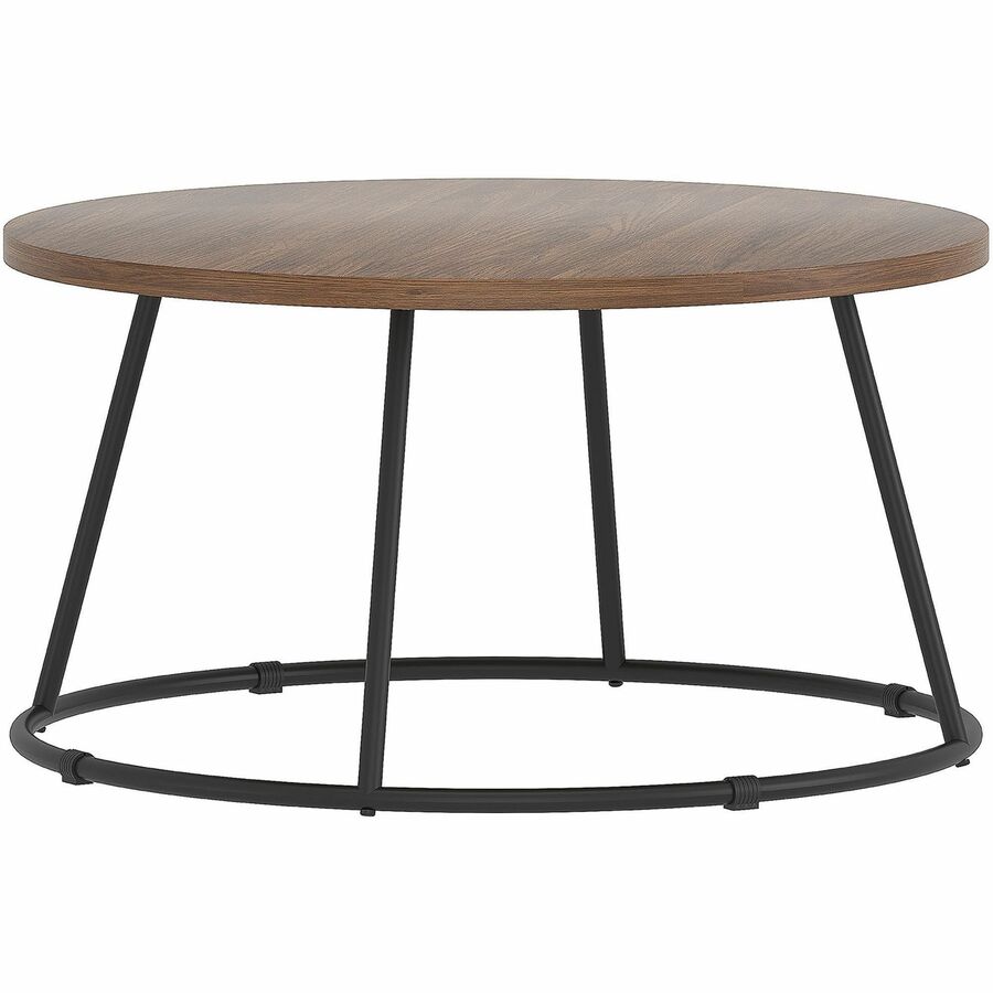 Lorell Accession Coffee Table - Walnut Round Top - Powder Coated Four Leg Base - 4 Legs - 200 lb Capacity - 1" Table Top Thickness x 31.50" Table Top Diameter - 16.75" Height - Assembly Required - Laminate Top Material - 1 Each