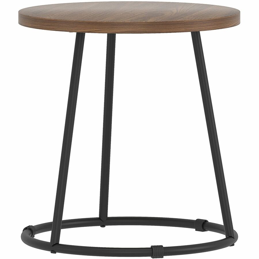 Lorell Accession End Table - Round Top - Powder Coated Four Leg Base - 4 Legs - 200 lb Capacity - 1" Table Top Thickness x 19" Table Top Diameter - 19.75" Height - Assembly Required - Walnut - Laminate Top Material - 1 Each