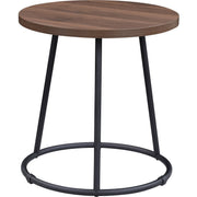 Lorell Accession End Table - Round Top - Powder Coated Four Leg Base - 4 Legs - 200 lb Capacity - 1" Table Top Thickness x 19" Table Top Diameter - 19.75" Height - Assembly Required - Walnut - Laminate Top Material - 1 Each