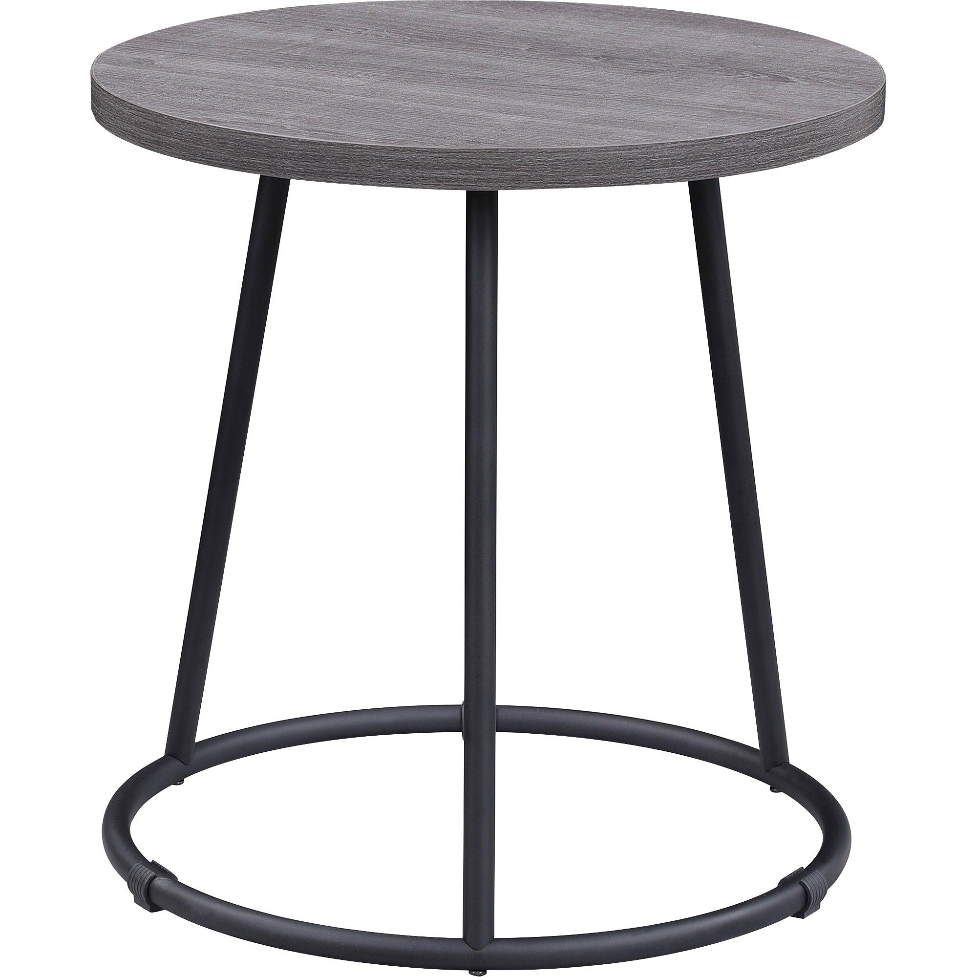 Lorell Accession End Table - Round Top - Powder Coated Four Leg Base - 4 Legs - 200 lb Capacity - 1" Table Top Thickness x 19" Table Top Diameter - 19.75" Height - Assembly Required - Weathered Charcoal - Laminate Top Material - 1 Each
