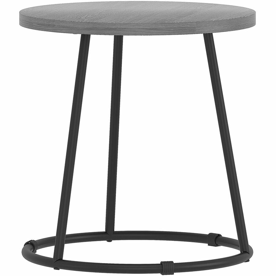 Lorell Accession End Table - Round Top - Powder Coated Four Leg Base - 4 Legs - 200 lb Capacity - 1" Table Top Thickness x 19" Table Top Diameter - 19.75" Height - Assembly Required - Weathered Charcoal - Laminate Top Material - 1 Each